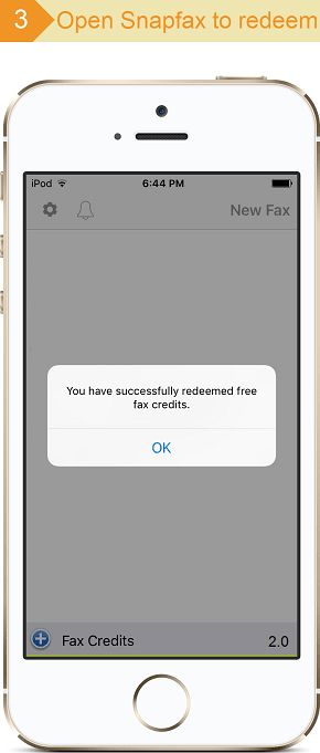 Open Snapfax to redeem